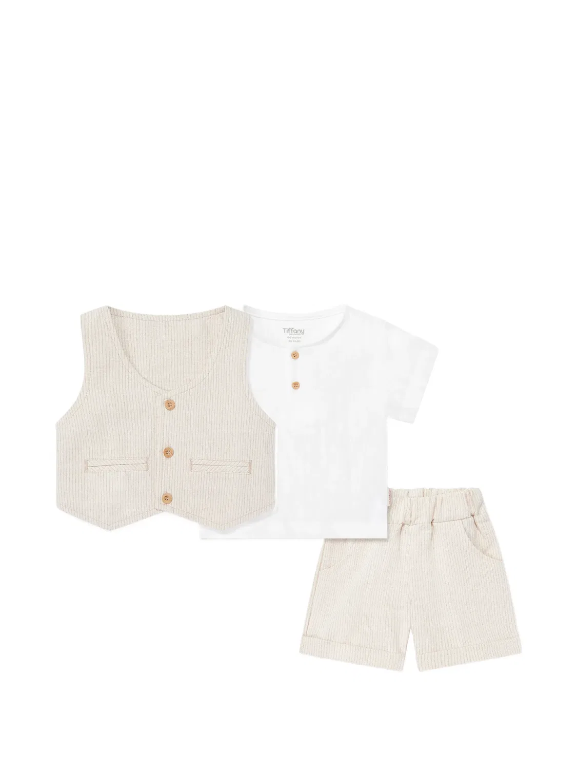 Костюм-тройка в тонкую полоску Tiffany Kids, нейтральные цвета