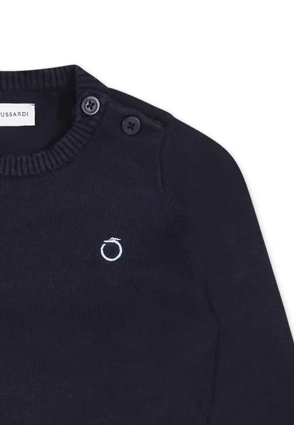 Джемпер хлопковый Jumper Tru Trussardi Junior, синий — фото 3