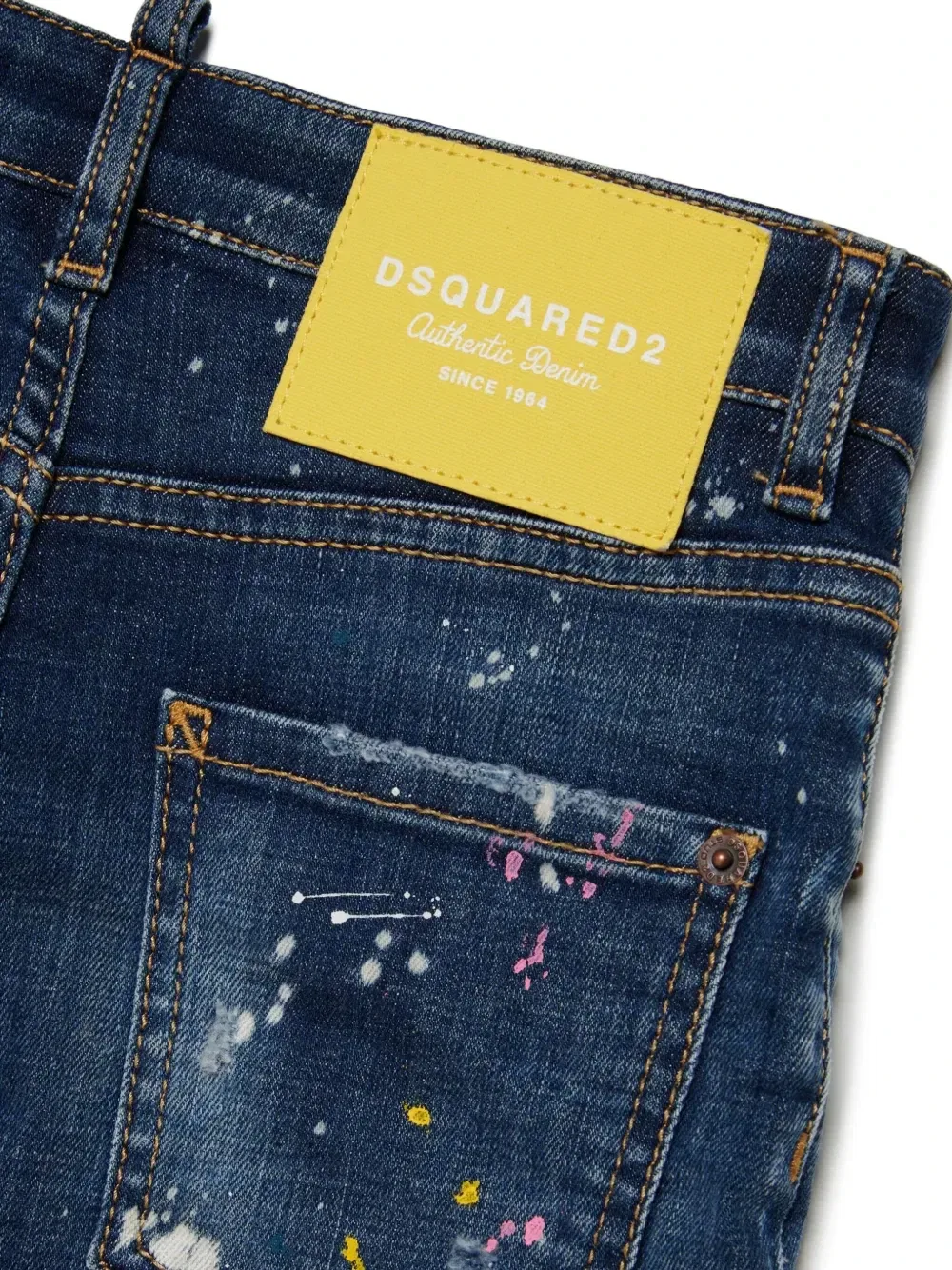 Джинсовые шорты Commando с эффектом разбрызганной краски Dsquared2 Kids, синий — фото 4