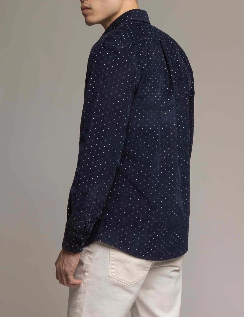 Мужская рубашка U.S. Polo Assn. White Label Dot Corduroy, темно-синий — фото 2