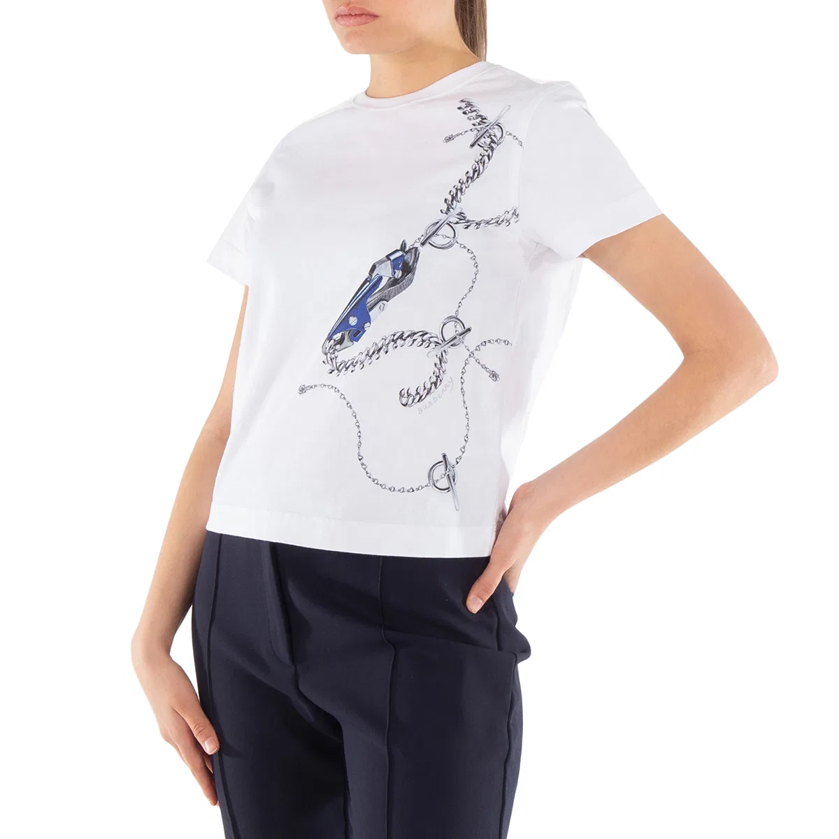 Футболка хлопковая с принтом Knight-Print Burberry, White — фото 2