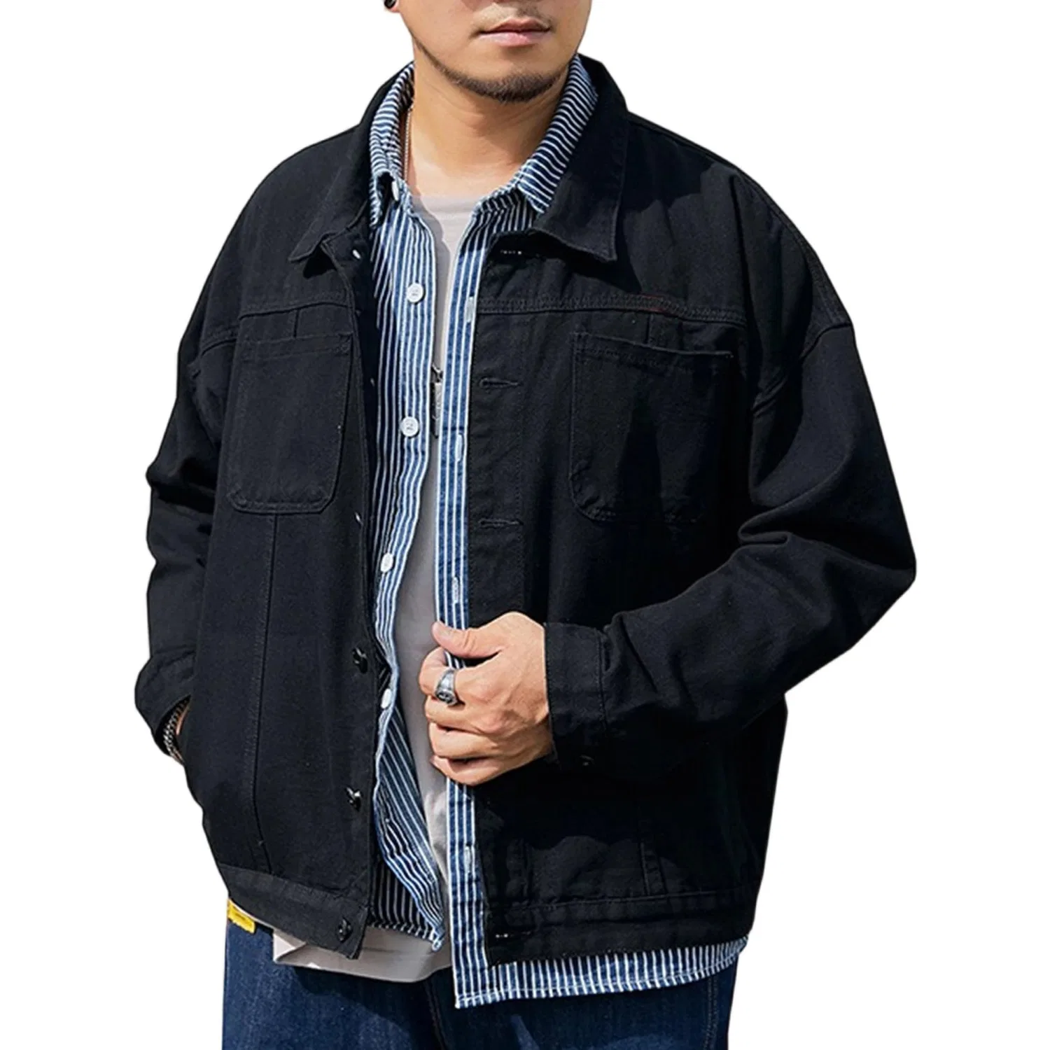 Мужская джинсовая куртка в стиле worn trucker, Black