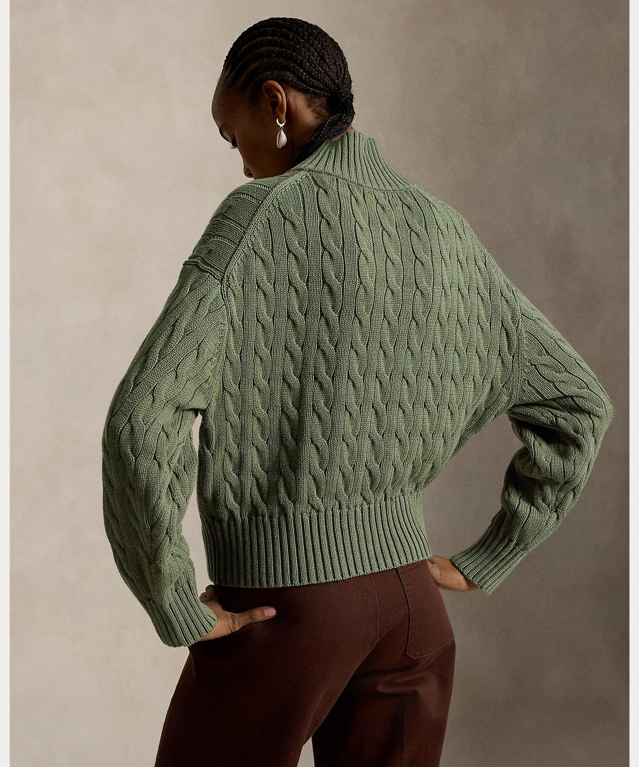 POLO RALPH LAUREN Женский свитер с четверть-застежкой, с длинным рукавом Ralph Lauren, Green — фото 4