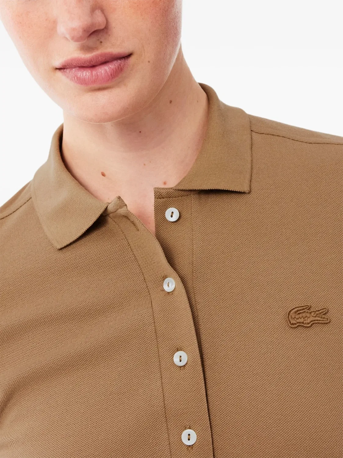 Рубашка поло коричневая с короткими рукавами Lacoste, коричневый — фото 3
