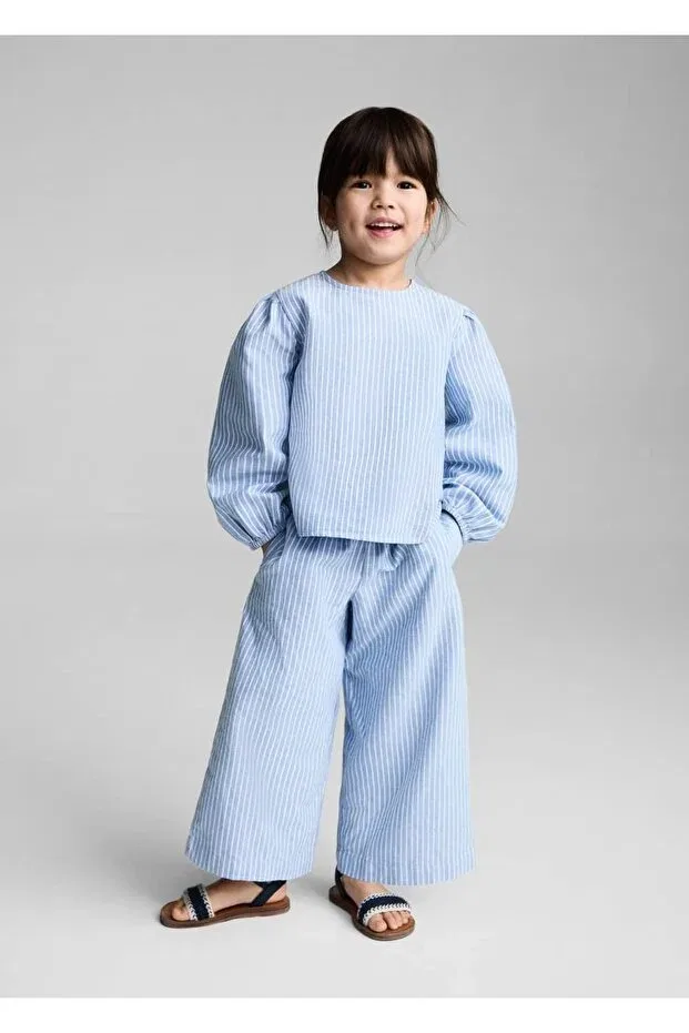 Детские брюки для девочек полосатые Mango Baby, Indigo Blue — фото 2