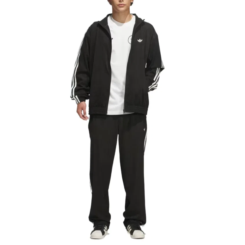 Детские трикотажные спортивные штаны прямого кроя Adidas Originals, Black/Ecru — фото 4