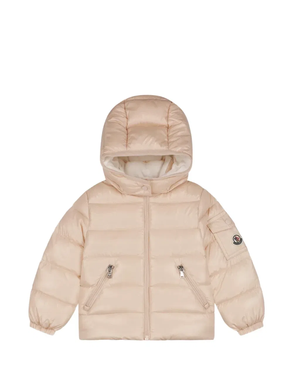 Пальто с нашивкой-логотипом и подкладкой Moncler Enfant, розовый