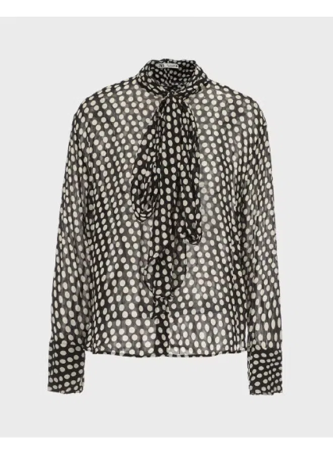 Лонгслив с длинным рукавом с галстуком Zara, черный