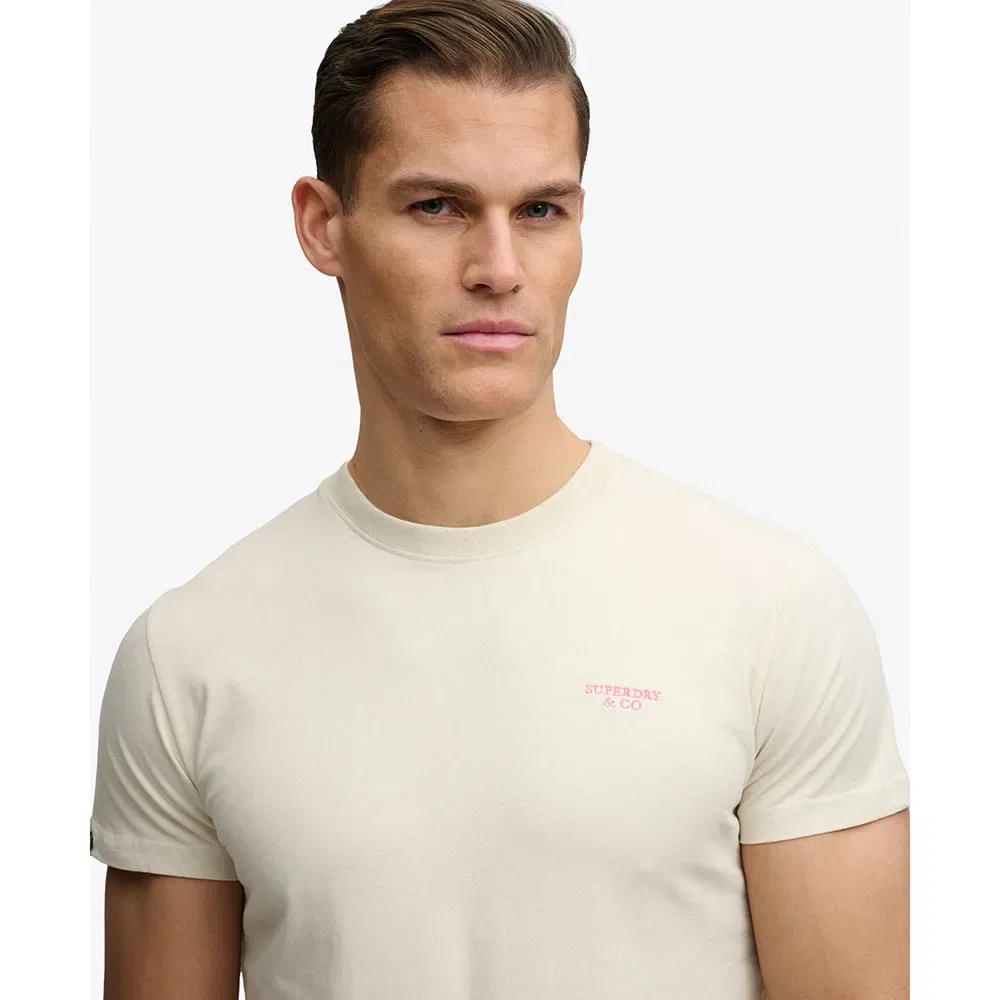 Футболка с коротким рукавом Essential Stacked Logo Embroidered Superdry, бежевый — фото 4