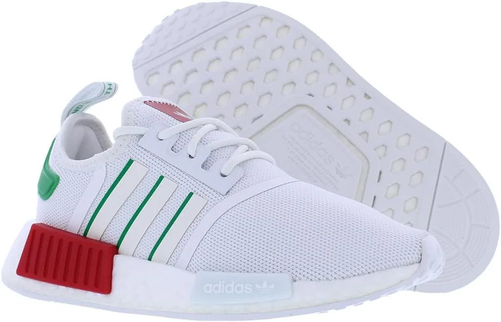 Детские кроссовки с принтом NMD_r1 adidas Originals, White/Off White/Green — фото 4