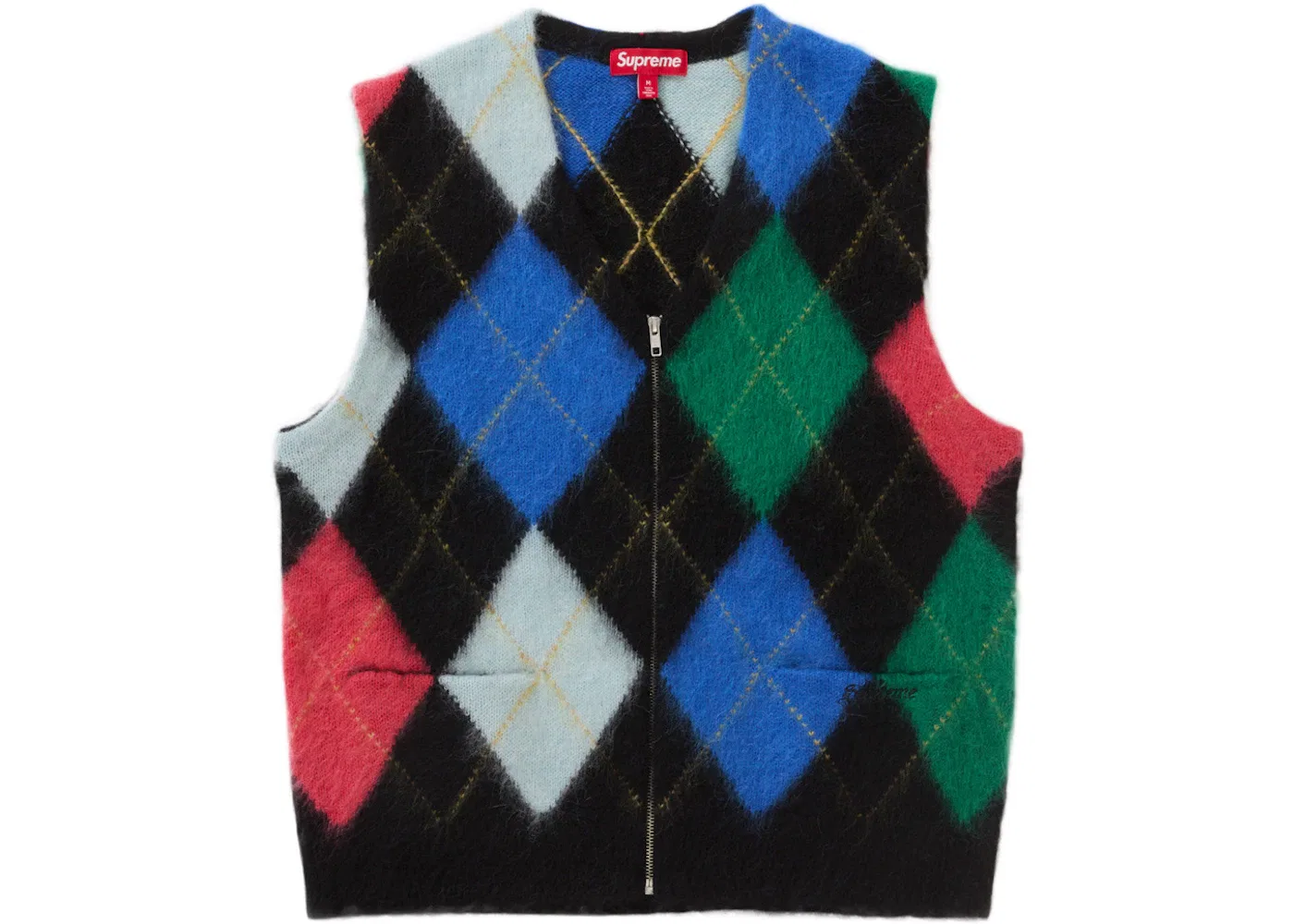 Мужской жилет с принтом Supreme Brushed Argyle Zip Up Vest, Black