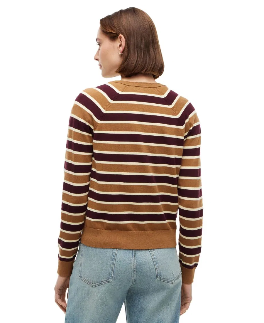 Кардиган женский с принтом в полоску Slim Fit Tommy Hilfiger, Studio Stripe Deep Burgundy Dark Khaki — фото 4