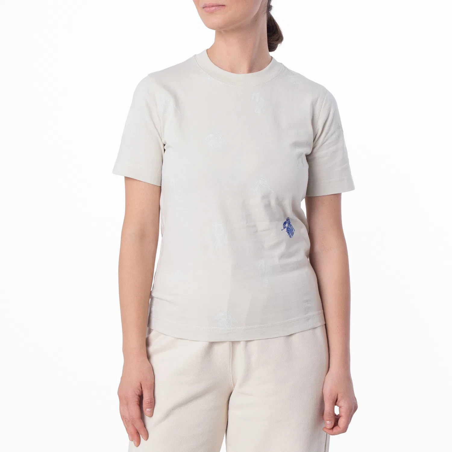 Футболка с принтом Equestrian Knight Print Cotton T-Shirt Burberry, Plaster