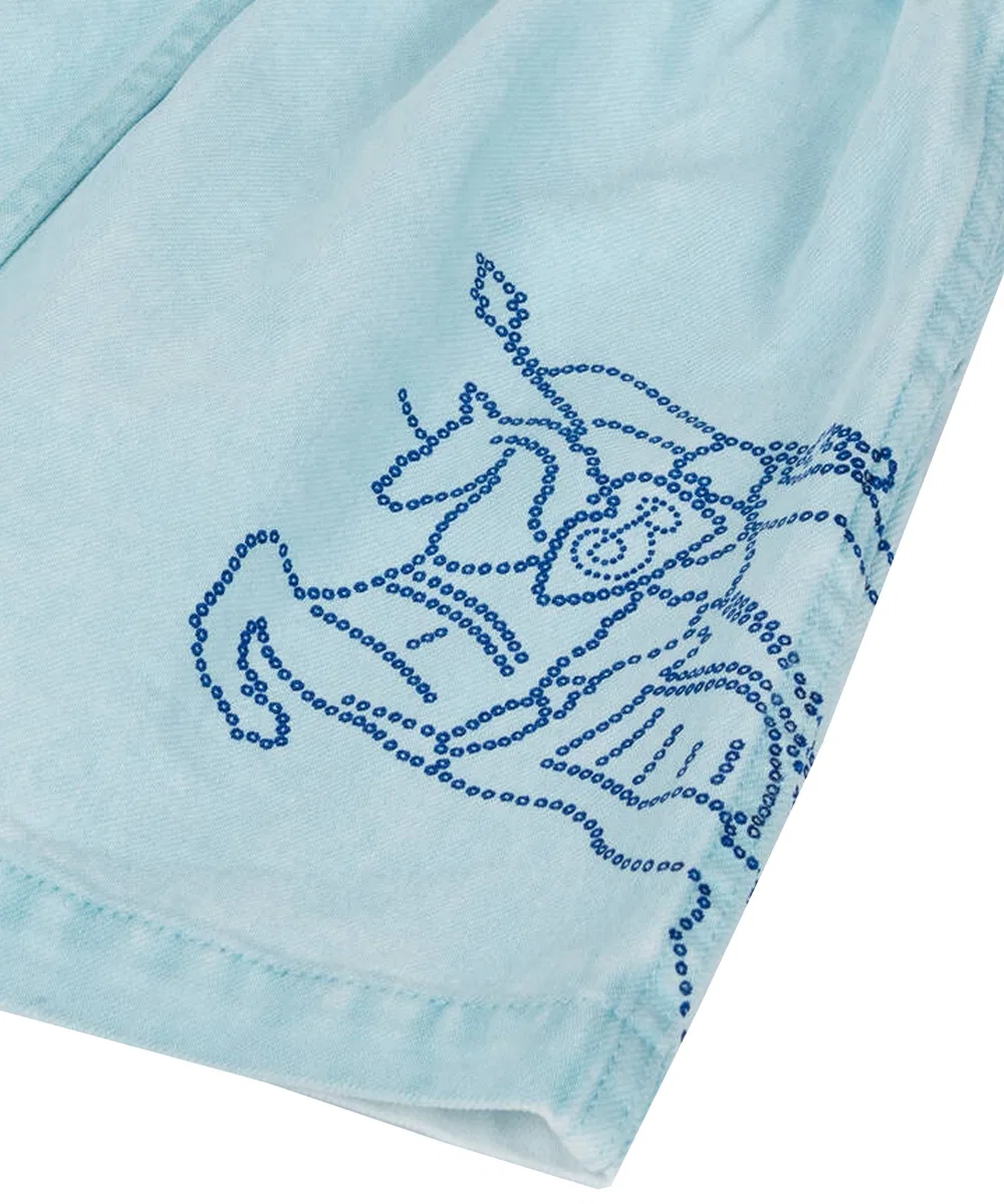 Юбка-трапеция из органического хлопкового денима Kids EKD Denim Cotton Skirt Burberry, Cloud Blue — фото 3