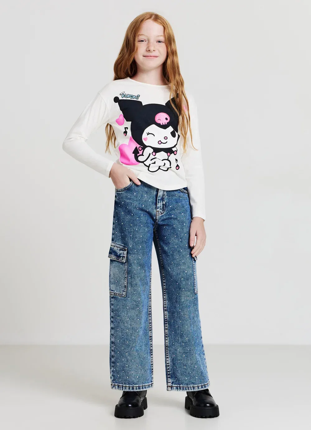Con strass - брюки-карго Calliope, Blu Denim Medio Scuro