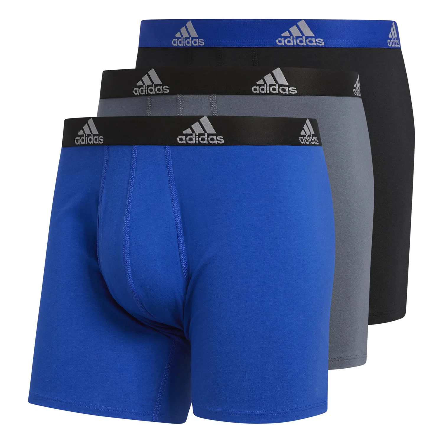 Мужские боксеры из хлопка с эластаном adidas, Blue/Black Onix/Black Black/Bold Blue