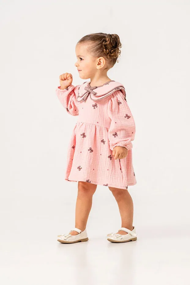 Детское платье для девочек с бантом Jnf Kids, Rose Dried — фото 2