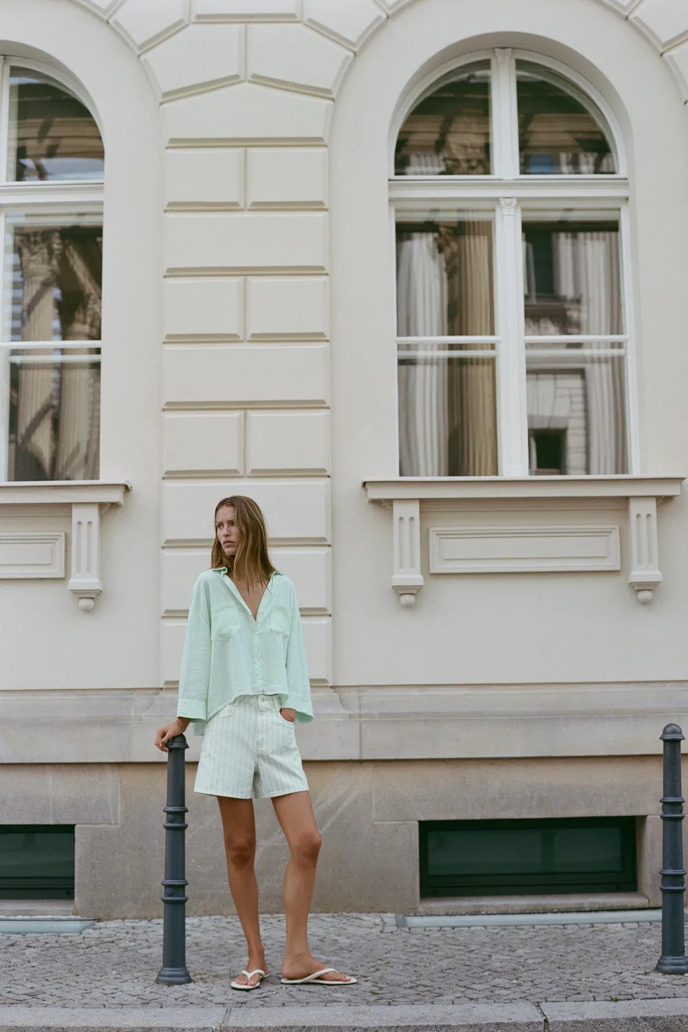 Струящаяся рубашка из льняной смеси ZARA, Mint
