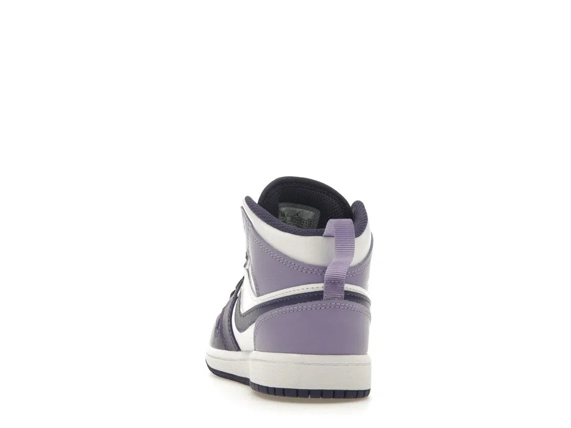 Детские кроссовки для мальчиков с длинным шнурком Jordan 1 Mid Jordan, Sky J Purple/White/Sky J Light Purple/Sky J Purple — фото 4