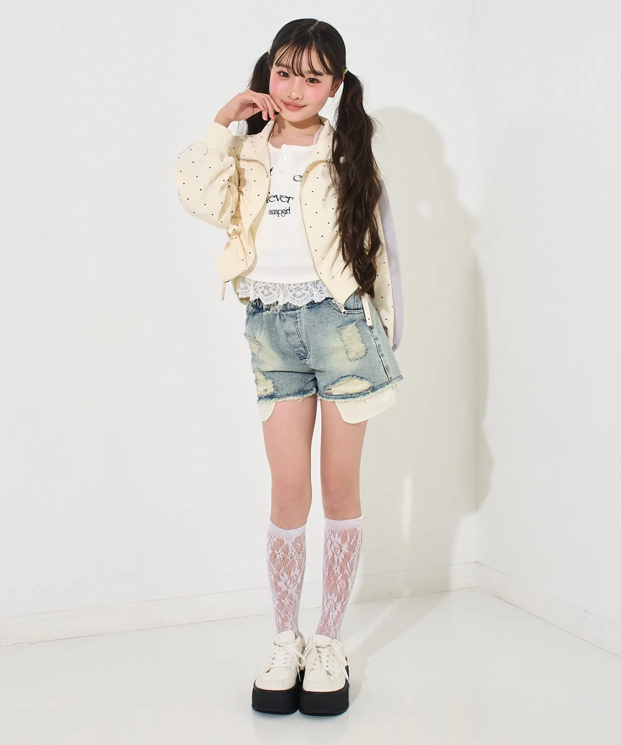 Детские шорты свободного кроя с потертостями ANAP GiRL, Black — фото 4