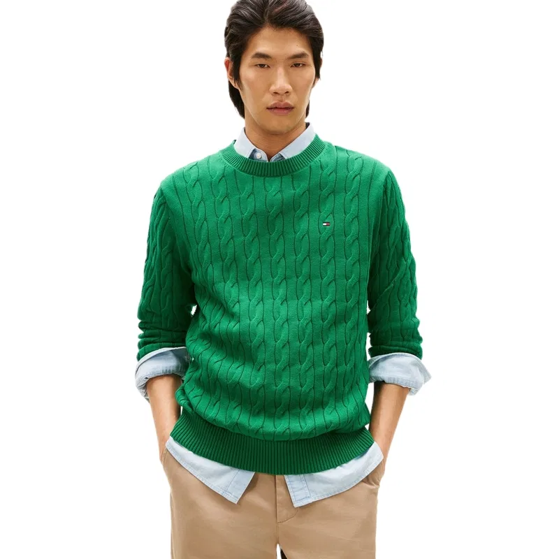 Мужской джемпер с круглым вырезом Green L4F Tommy Hilfiger