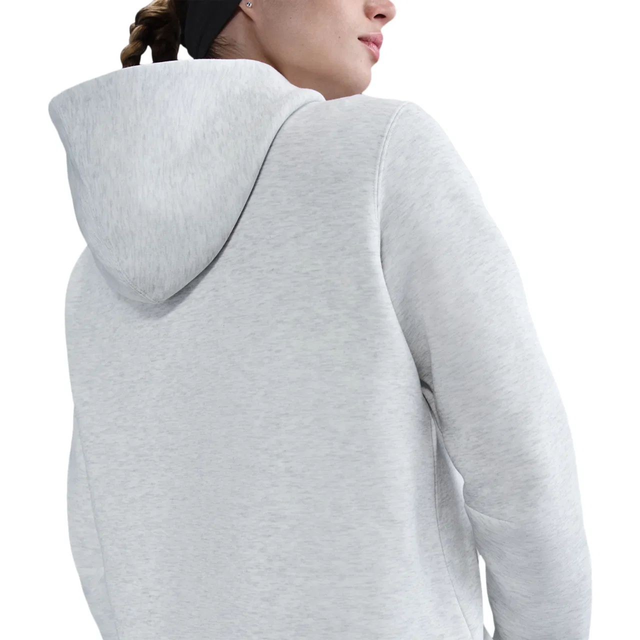 Женское худи Tech Fleece Nike, цвет Light Grey/Heather/Black — фото 2