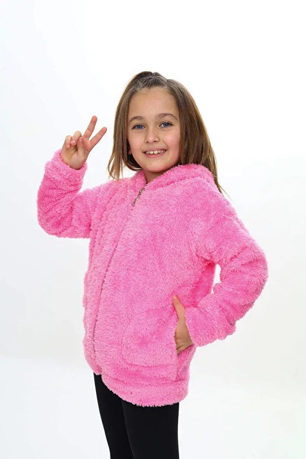 Детское пальто для девочек с капюшоном My Kids Wear, Pink — фото 2