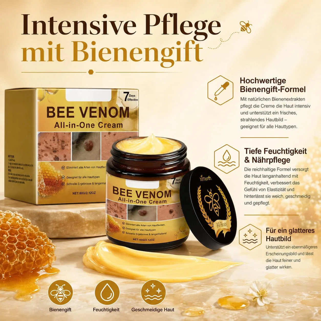Крем для тела Bee Venom, SNOCKOO, 60 г, упаковка 2 шт. — фото 2