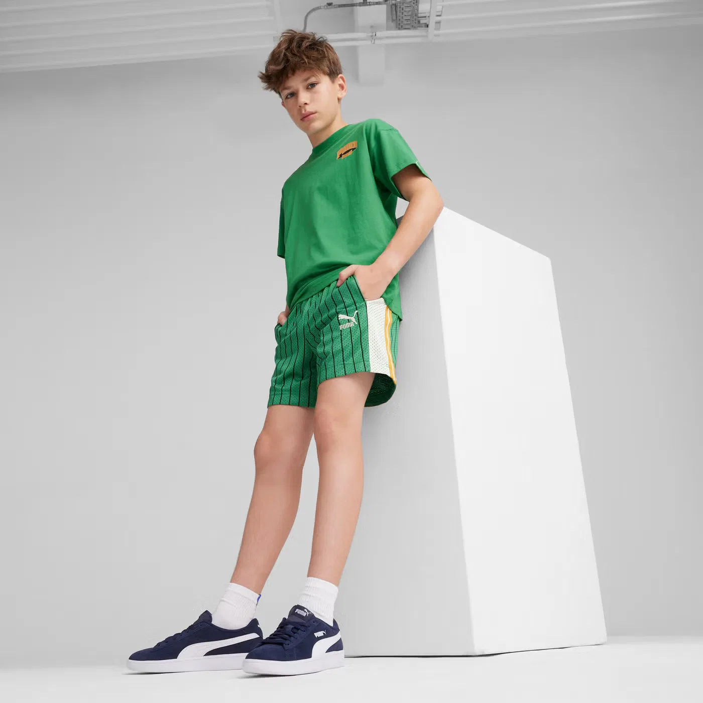 Шорты баскетбольные с сетчатым принтом For the Fanbase Puma, зеленый — фото 3