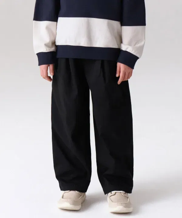 Широкие хлопковые брюки balloon fit на резинке, Musinsa Standard Kids, черный