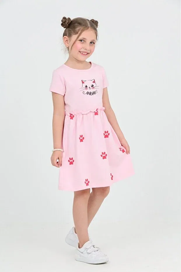 Детское платье для девочек с принтом Toontoy, Light Pink — фото 4
