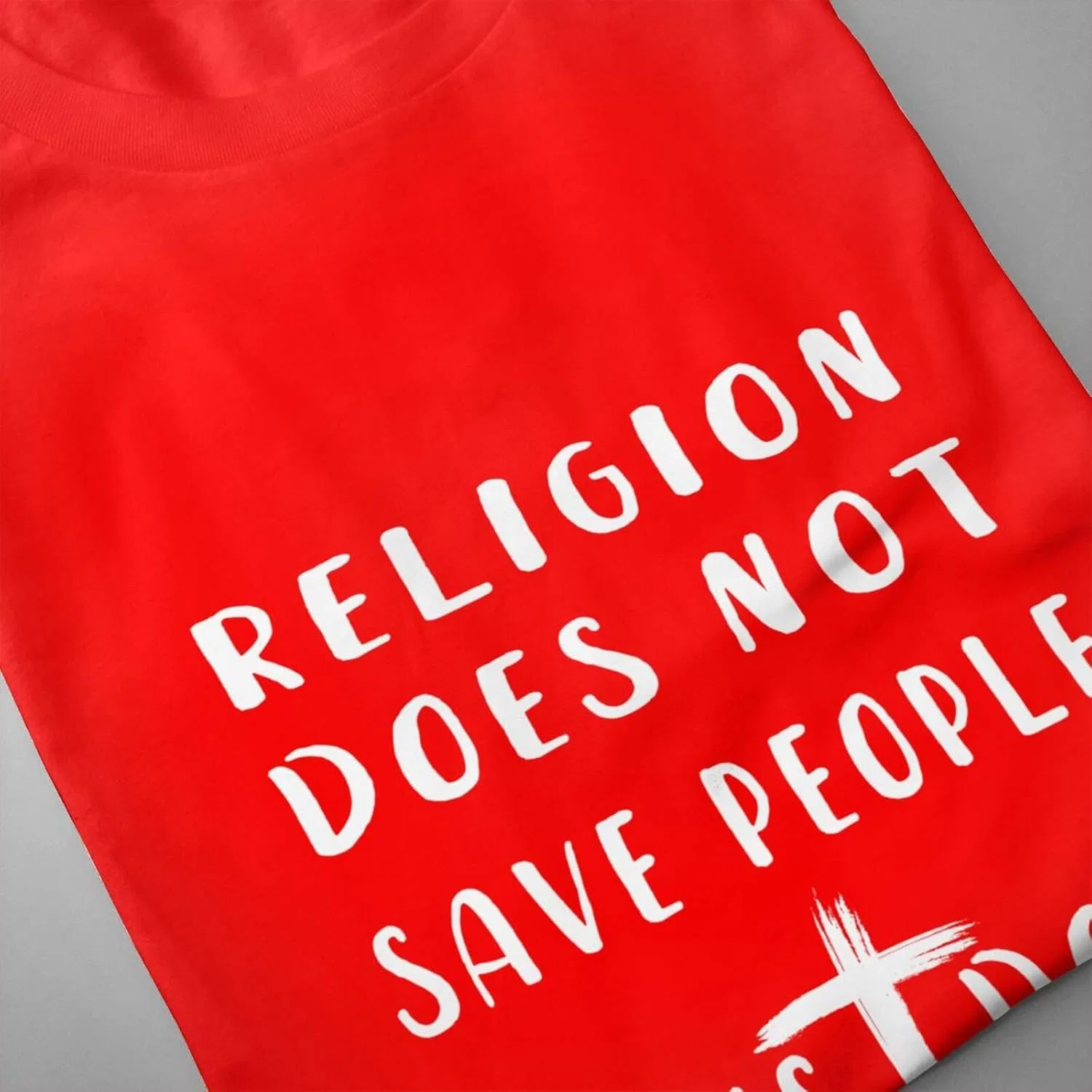 Мужская футболка с принтом Jesus Crewneck Backup, Red — фото 3