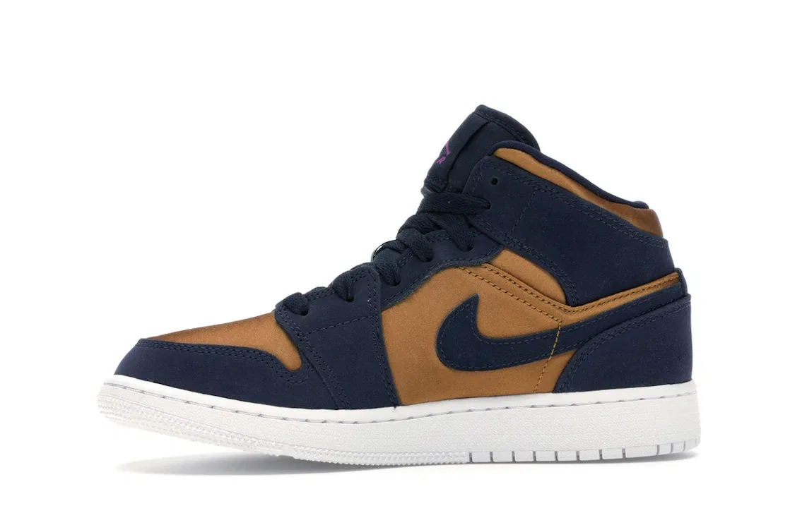 Детские кроссовки Lifestyle Jordan 1 Mid, Obsidian/Hyper Violet-Desert Ore-White — фото 3