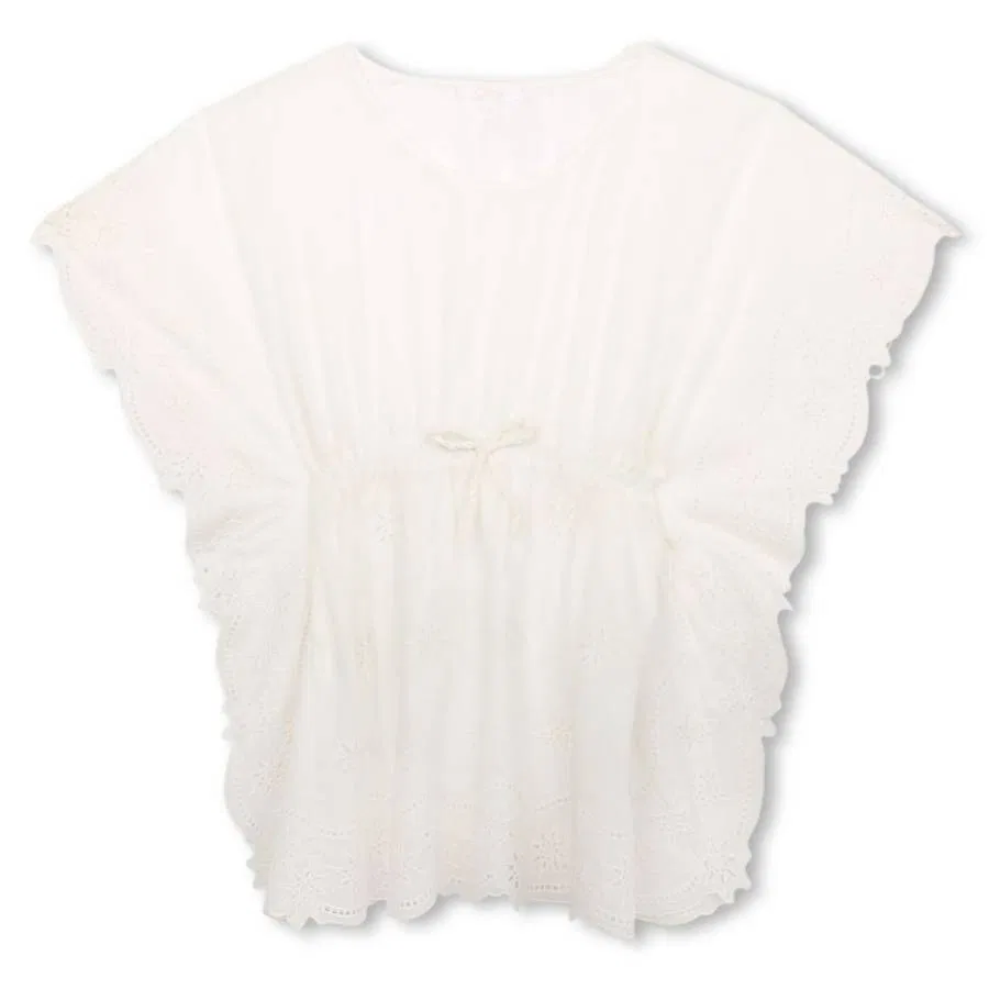 Платье хлопковое с рюшами Ruffle-Detailing Cotton Dress Chloé, Offwhite