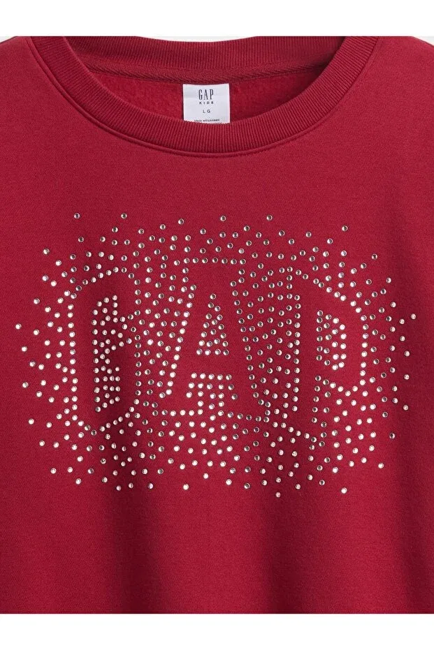 Детские свитшот для девочек оверсайз с принтом Wedge Crew Neck Gap, Red-001 — фото 2