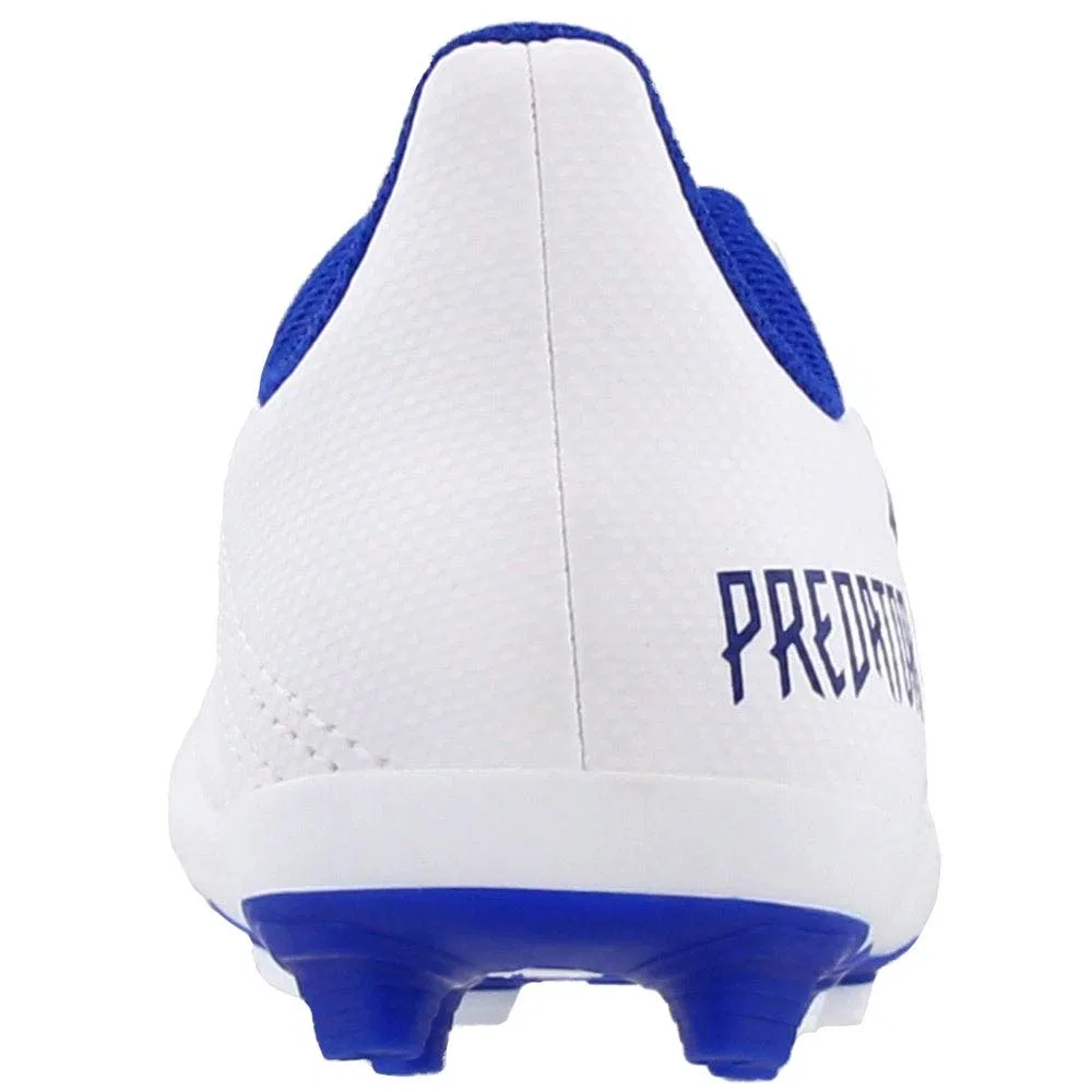 Детские бутсы для мальчиков с длинным шнурованием Predator 19.4 Firm Ground Adidas, Bianco Bold Blue Bold Blue — фото 4