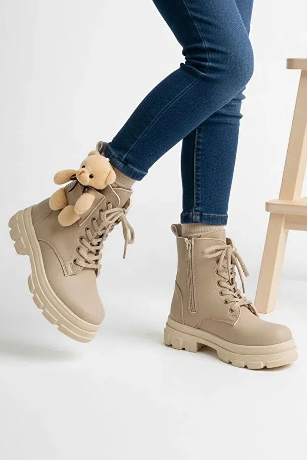 Детские ботинки для девочек с мехом Diggo Kids, Beige — фото 2