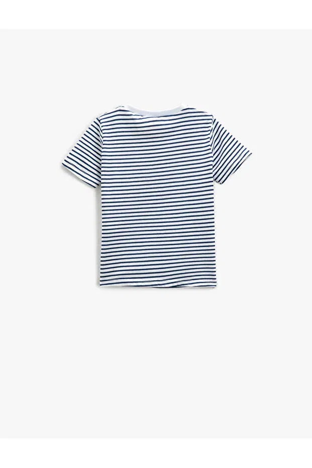 Детская футболка с коротким рукавом с принтом Koton, Blue Striped — фото 2
