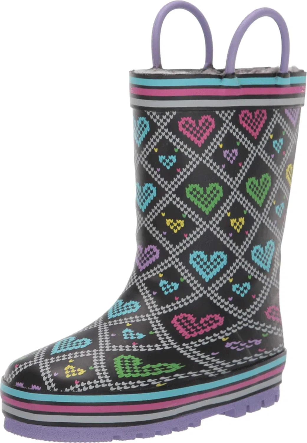 Детские сапоги дождевые с принтом Quilted Hearts Western Chief, Black