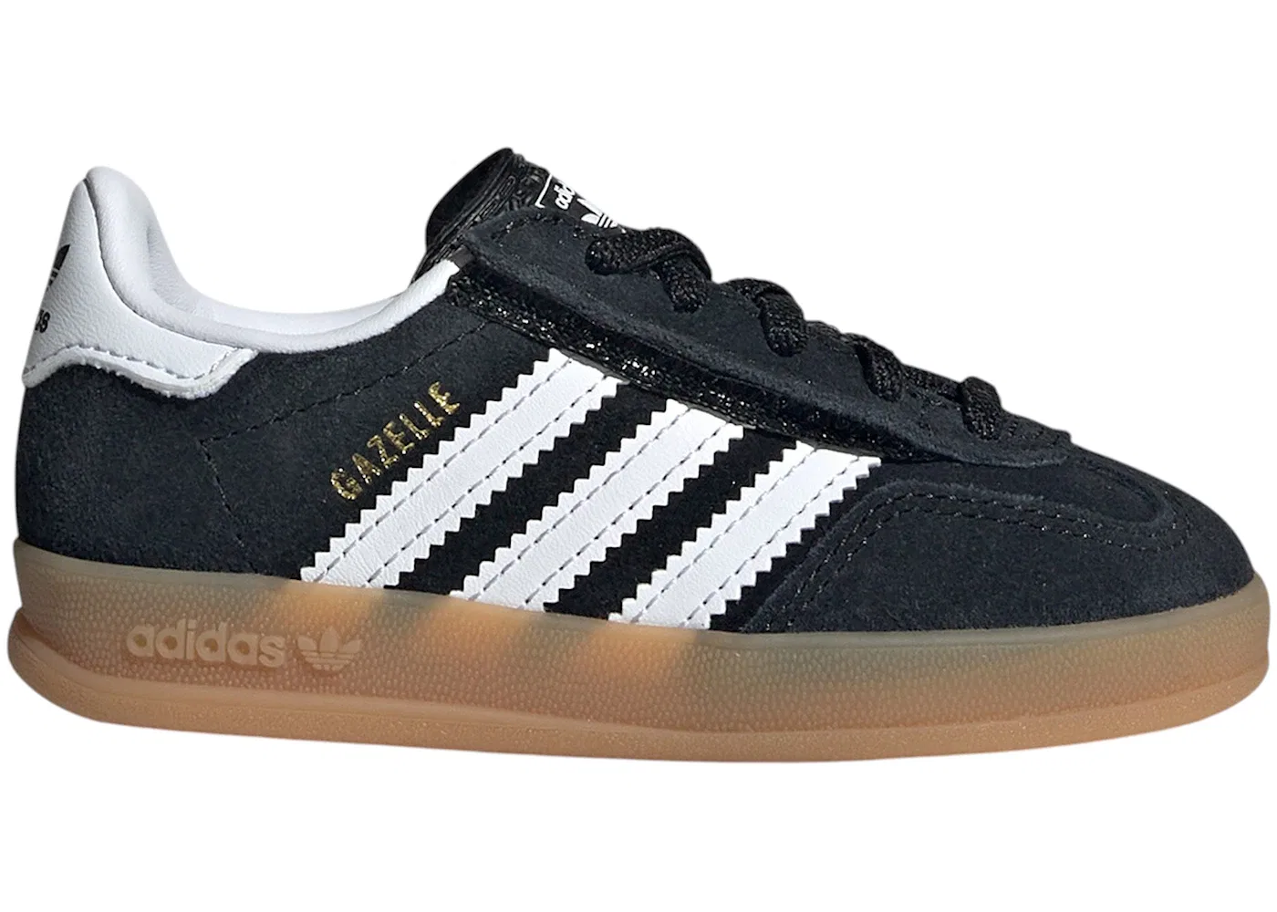 Детские кроссовки Lifestyle с застежкой-липучкой Adidas Gazelle Indoor Comfort Closure, Core Black/Cloud White/Gum