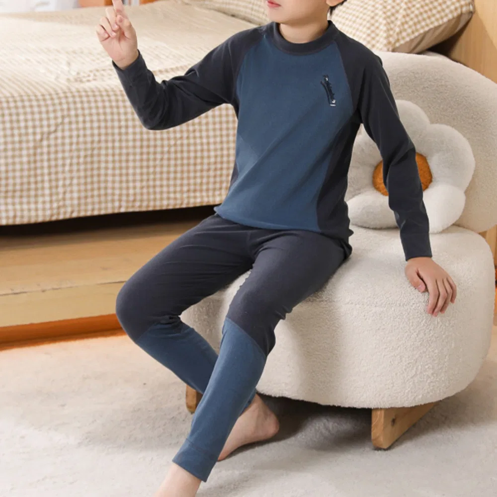 Детское термобелье с принтом Cotton Gene, Patchwork Navy Blue — фото 4