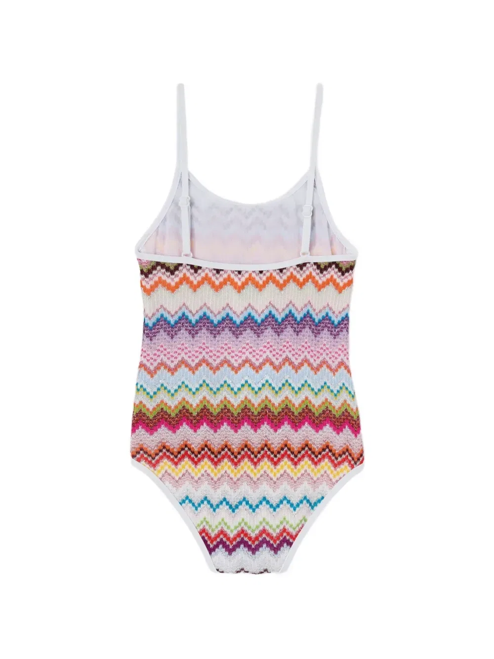 Вязаный купальник с зигзагообразным узором Missoni Kids, белый — фото 2