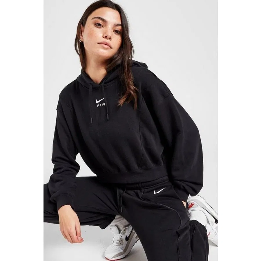 Женский свитшот с капюшоном, оверсайз, Nike Sportswear Air Fleece, Nike, Черный — фото 4