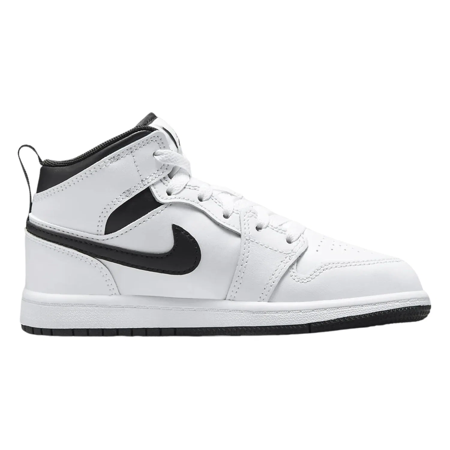 Детские кроссовки для мальчиков с закрытым носком Jordan 1 Mid (Ps) NIKE, White Black White Black — фото 2