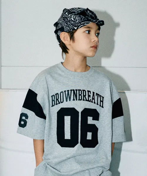 Детская футболка с сетчатой вставкой Модель BB06 Mesh Panel Tee BROWNBREATH KIDS, Grey