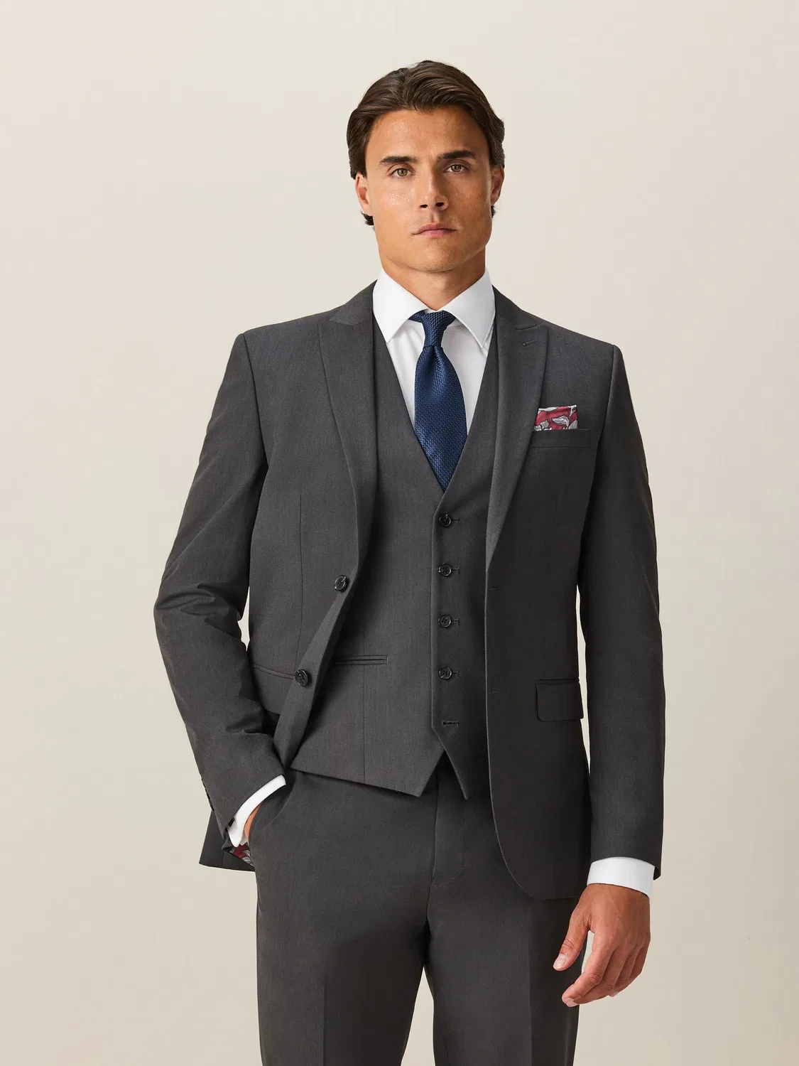 Пиджак Slim Fit, модель Two Button Suit Jacket Next, угольно-серый