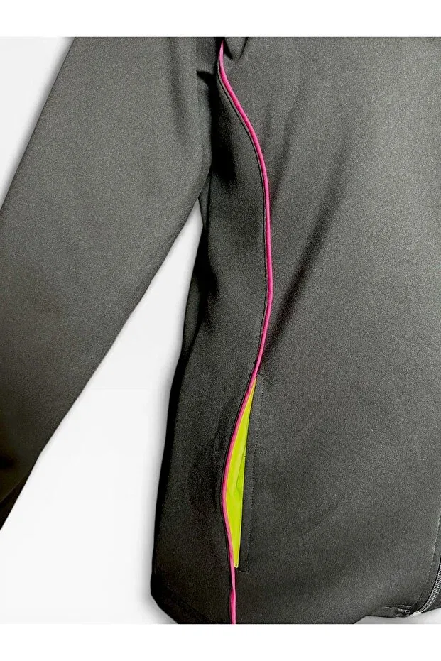 Детское худи с принтом Finger-Interlocking pink piped black tracksuit top with stones in balance She Can Wear, Rocky Balance — фото 3