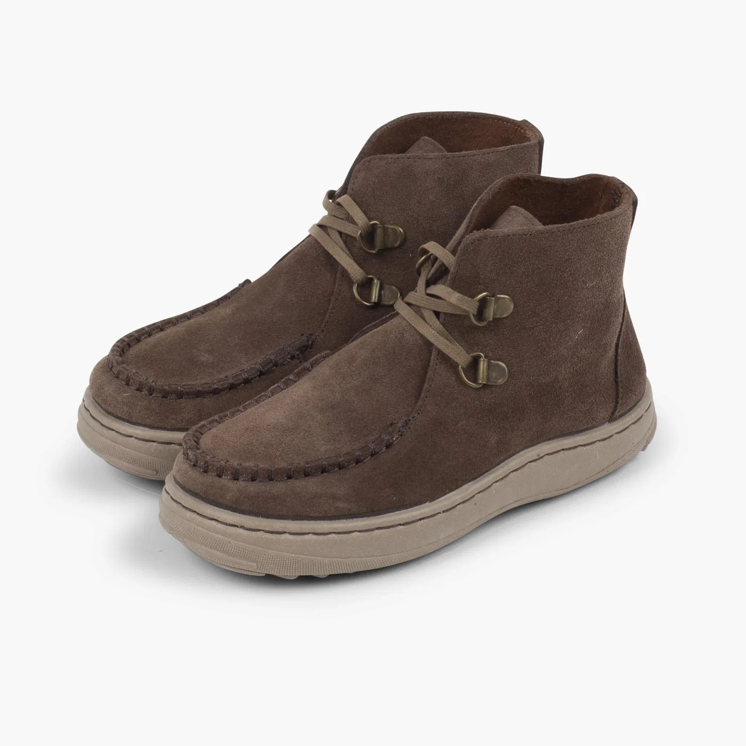 Детские ботинки для мальчиков со шнуровкой Pisamonas Indian Boots With Laces and Non-slip Sole, Taupe — фото 4