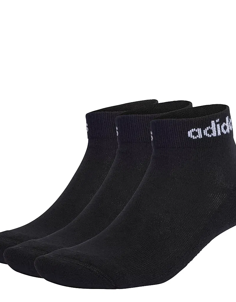 Носки низкие амортизированные Linear 3 пары Adidas Performance, черный/белый