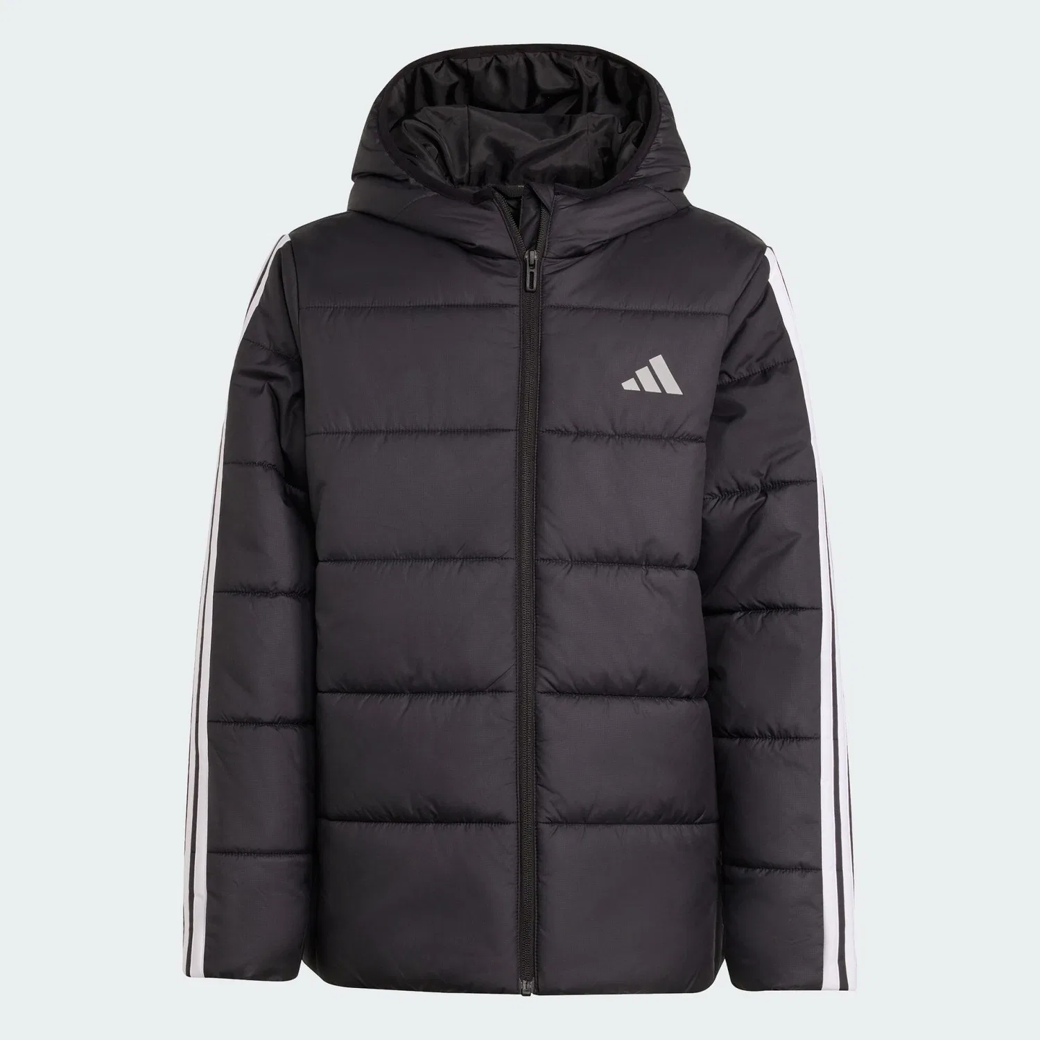 Детская утепленная куртка с 3-полосным дизайном Essentials Adidas, Schwarz Weiss — фото 2